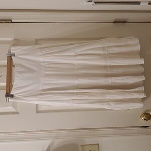Midi White Tiered Summer Skirt with Built in Slip, Bohemian, Chaps, small